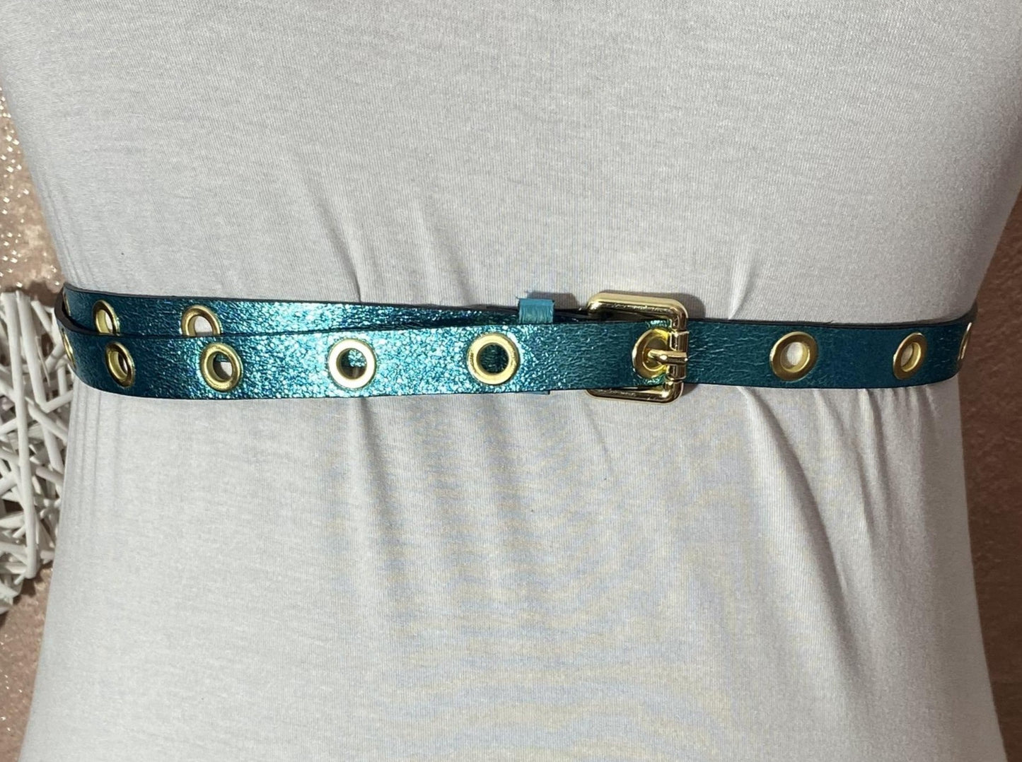 Ceinture cuir métallisée 1M50