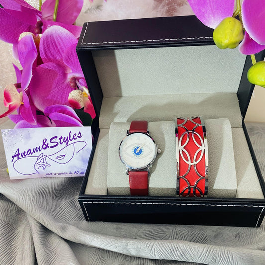 Coffret montre femme rouge