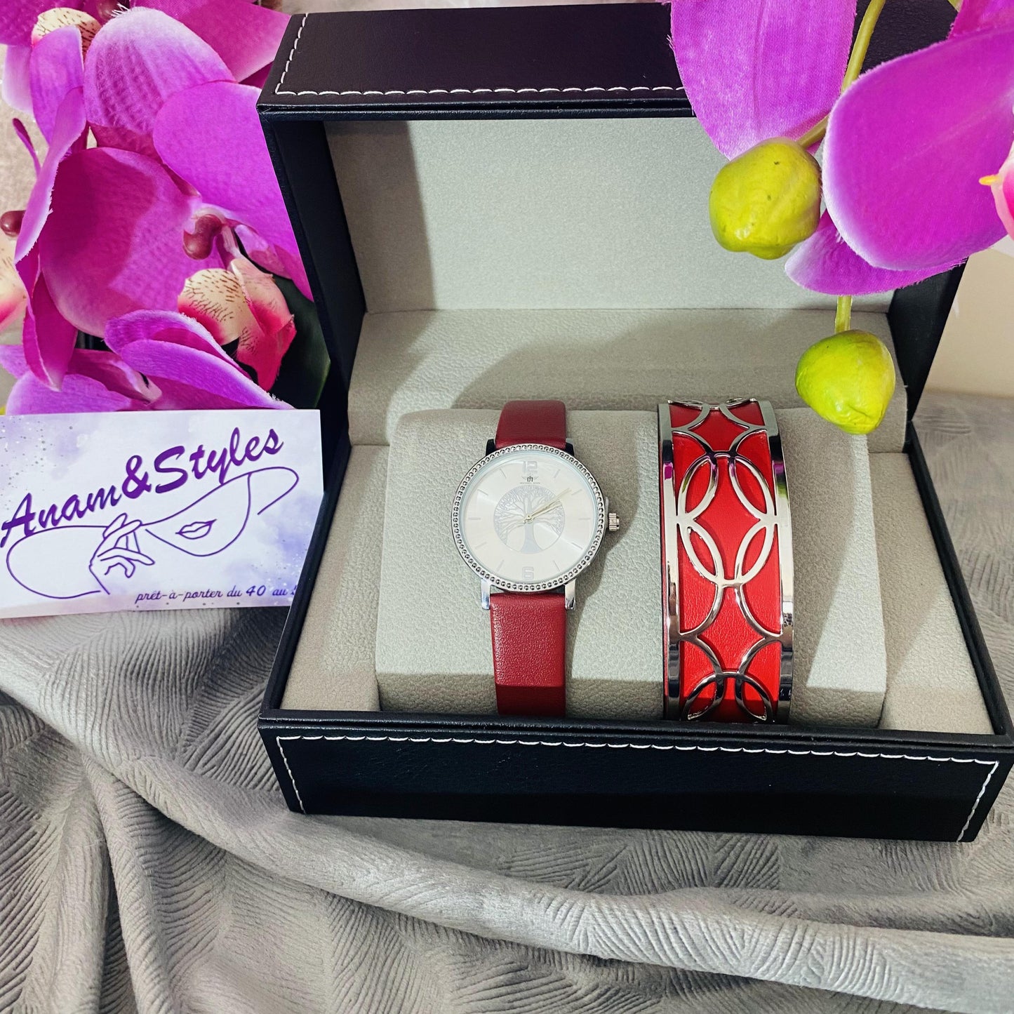 Coffret montre femme rouge