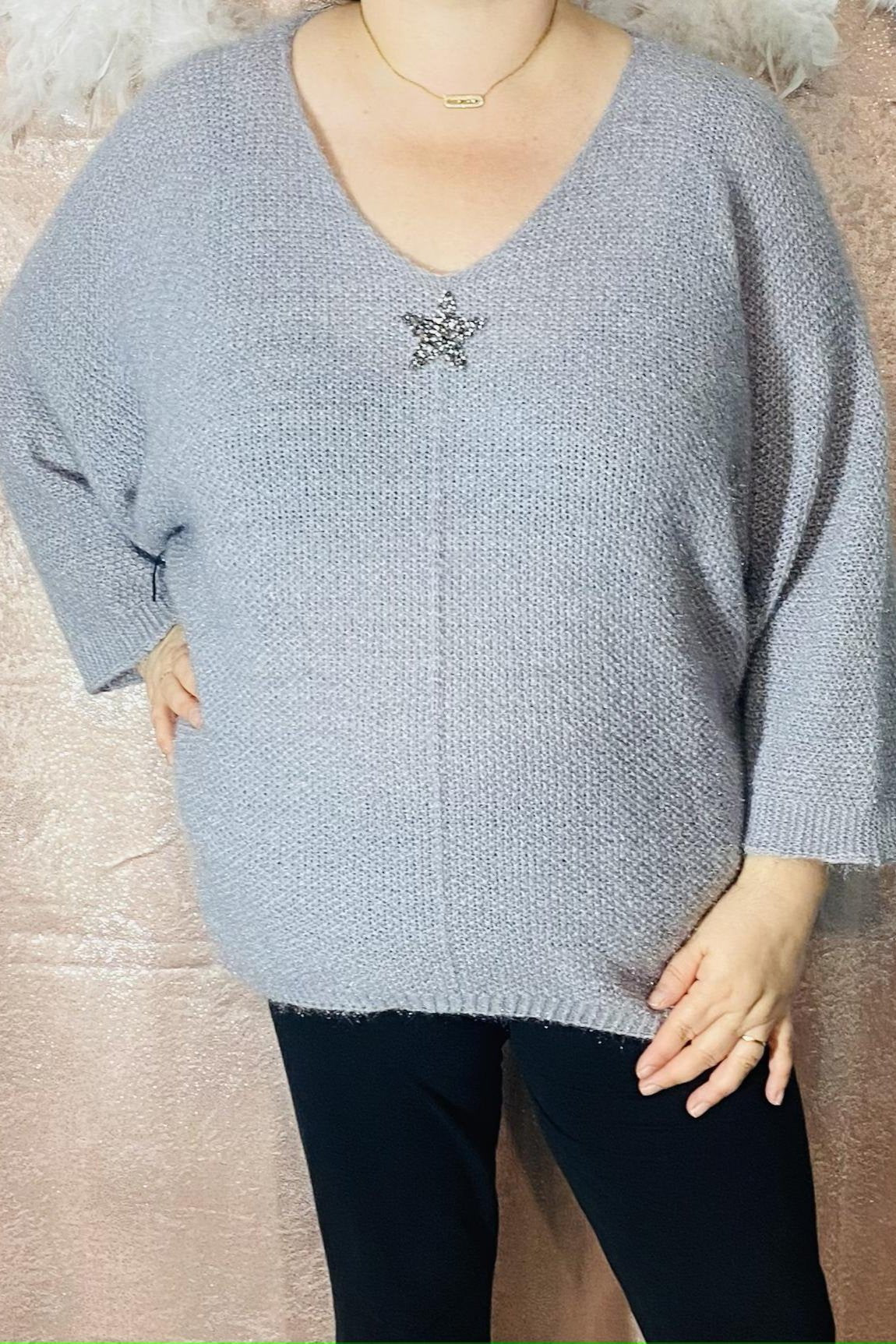 Pull doux brillant étoile