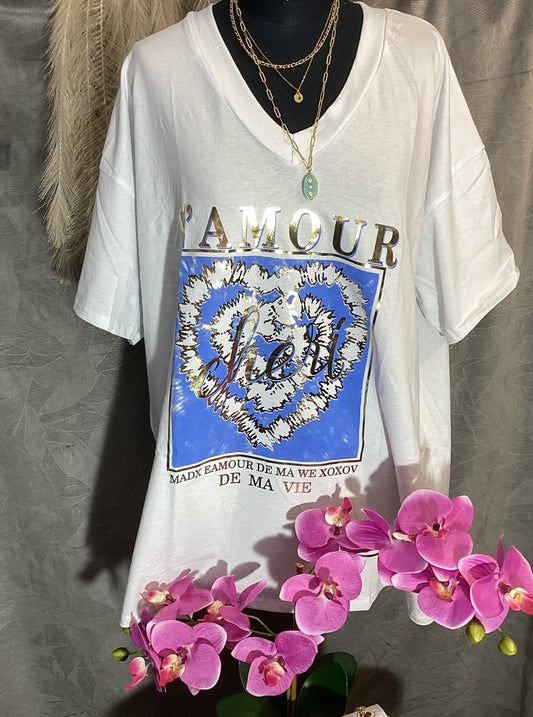 Tee-Shirt blanc "L'amour "