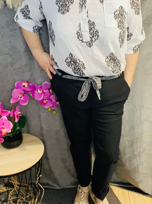Pantalon Chino avec ceinture Noir