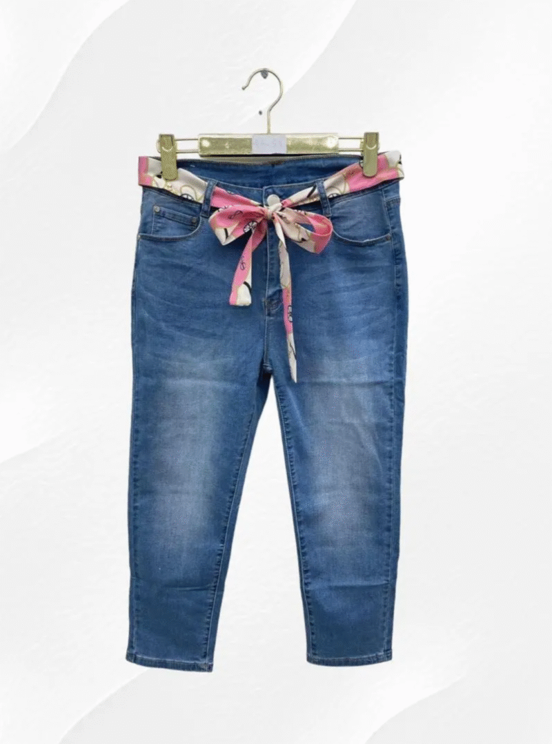 jean 7/8 ceinture satinée