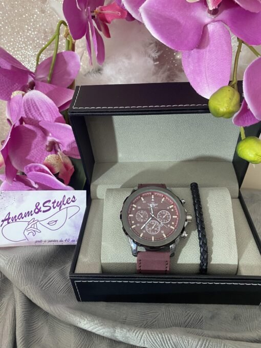 Coffret montre homme suédine