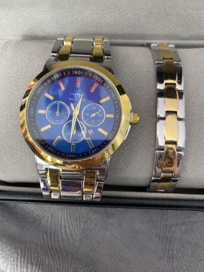 Coffret montre homme bracelet métal