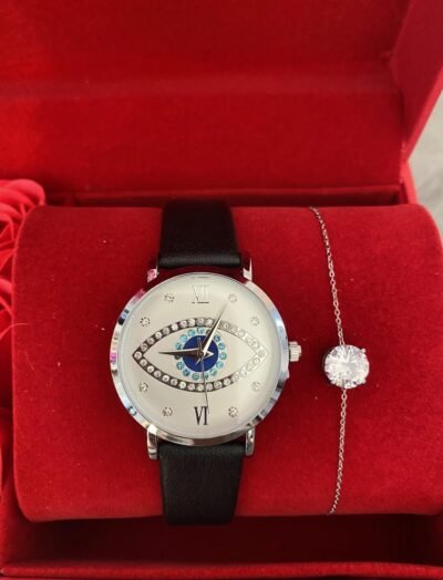 Coffret montre femme cadre argenté 1256