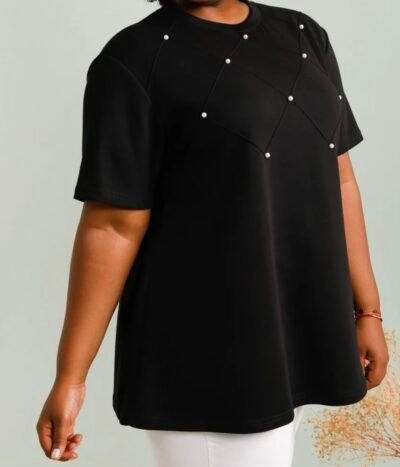 Tee Shirt Perles quadrillé