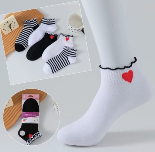 Lot de 3 paires de Socquettes cœur