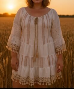 Robe courte broderie bohème