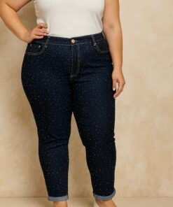 Jean "mom fit" strass