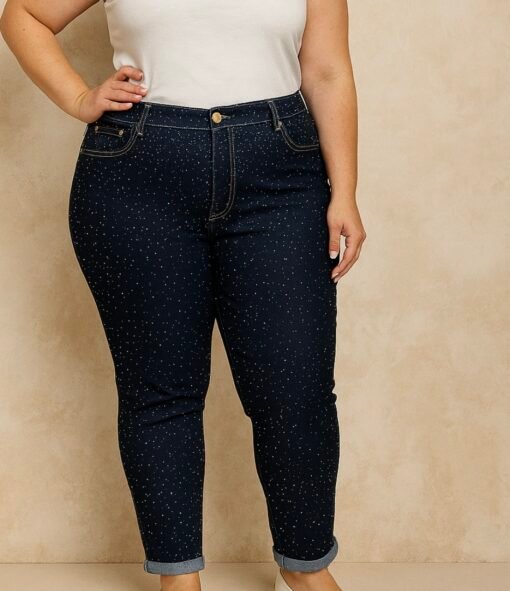 Jean "mom fit" strass