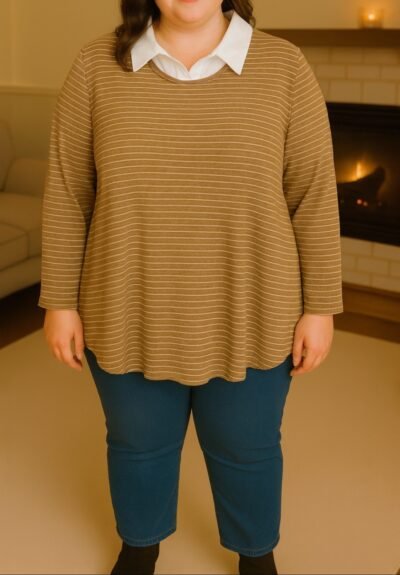 top rayé col chemise