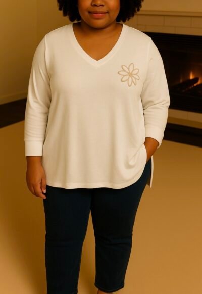 Pull broderie fleur