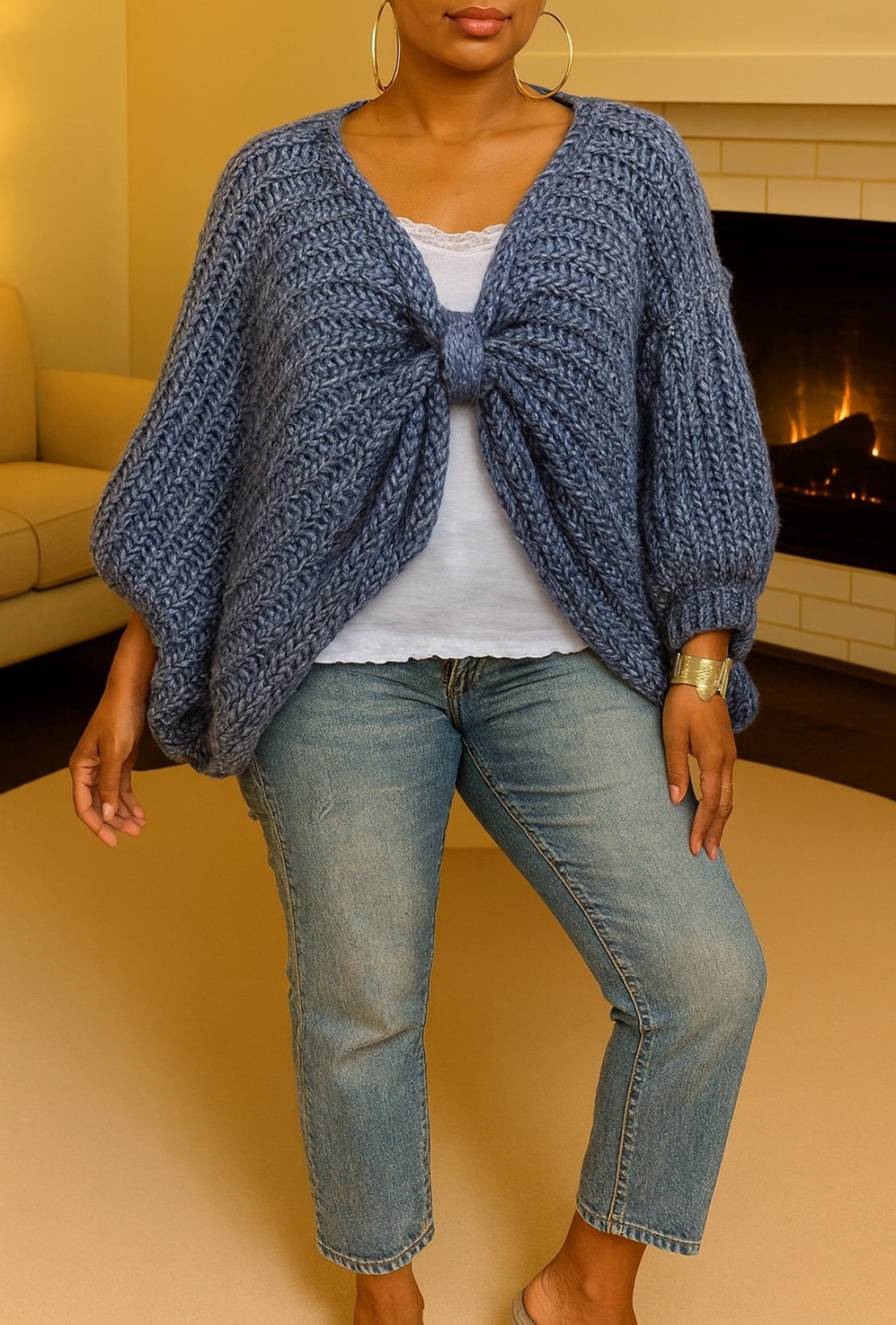 Pull grosses mailles croisé