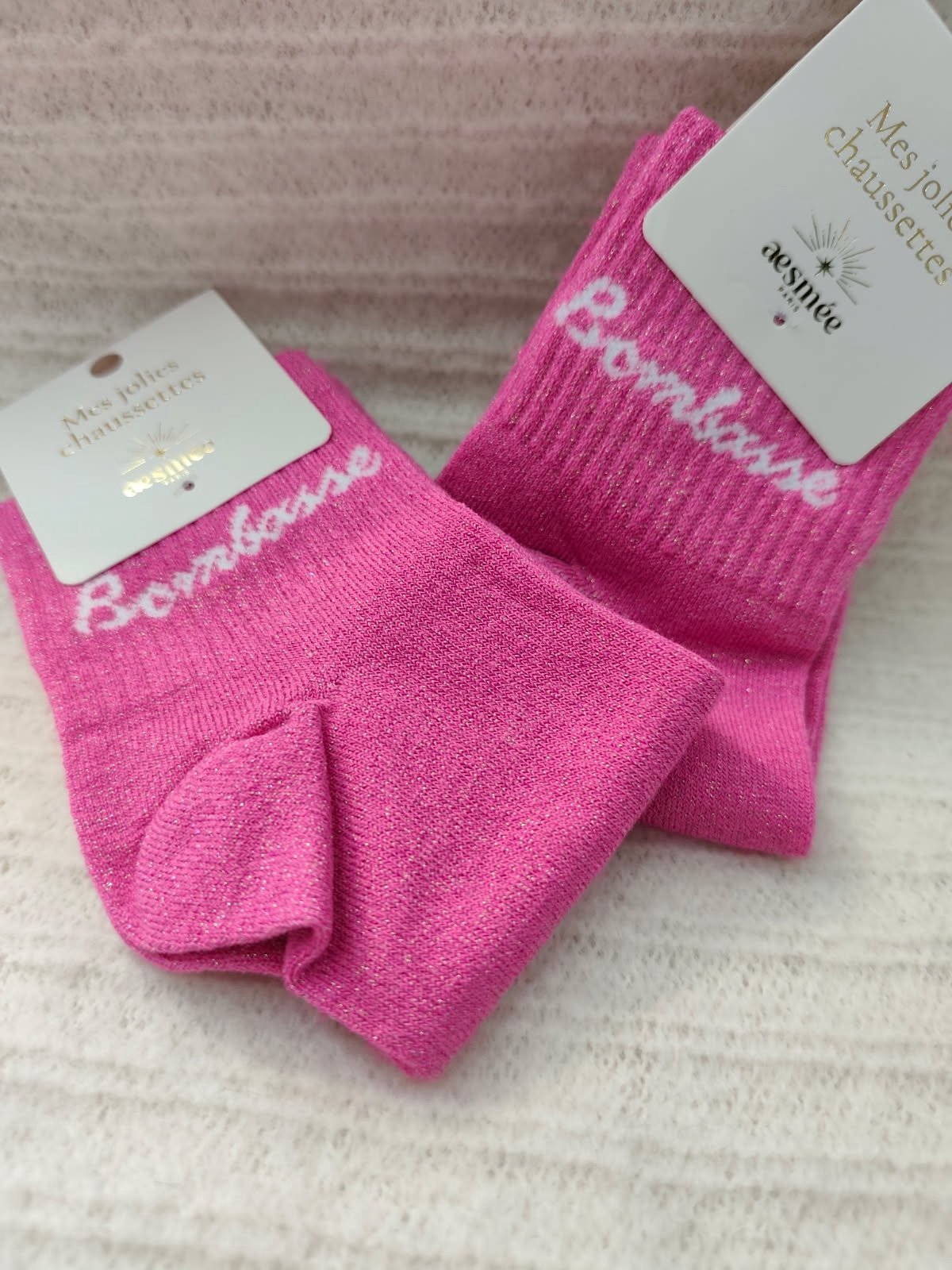 Chaussettes messages pailletées