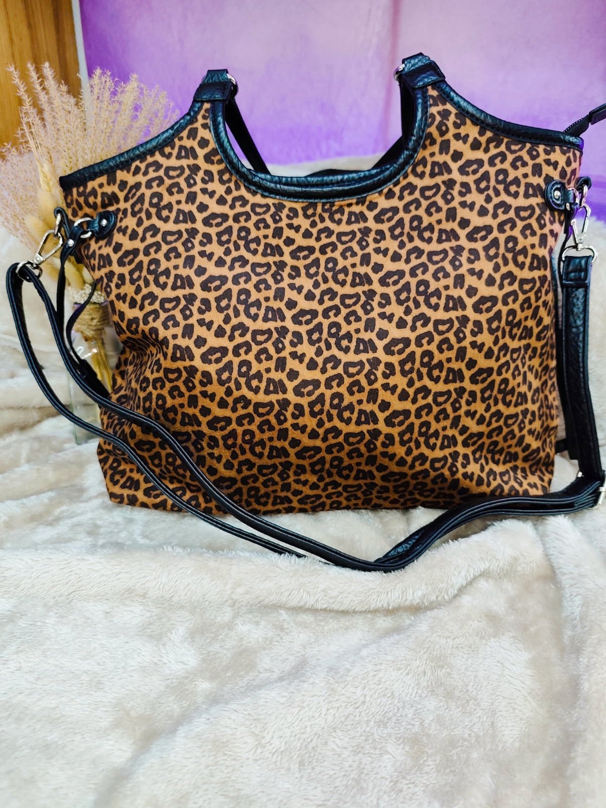 Sac suédine Léopard "Rose"