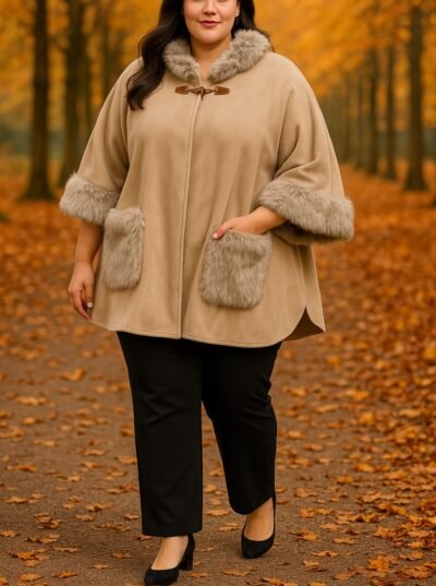 Veste poncho suédine