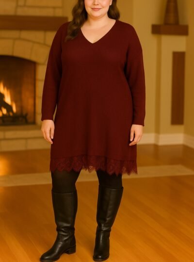 Robe pull bas dentelle