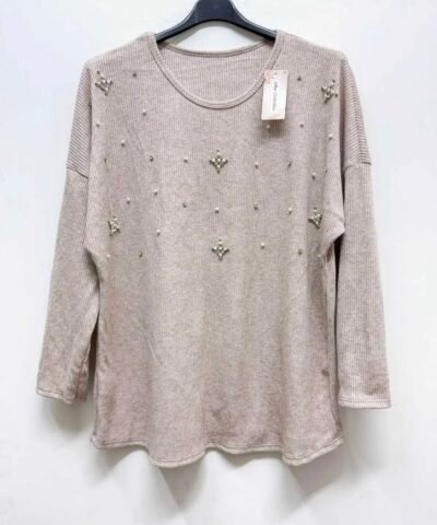 Top Cotelé lurex diam's - beige