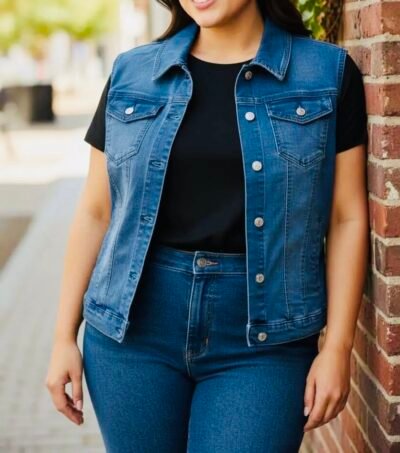 Veste jean sans manche