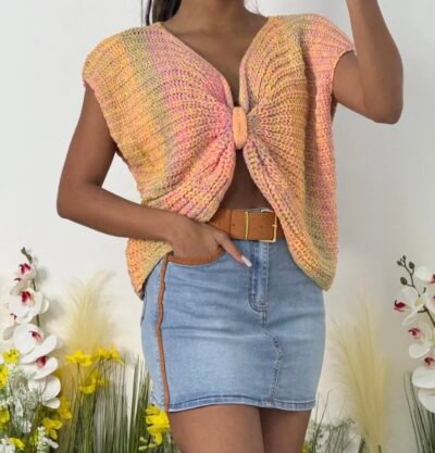 Pull grosse maille sans manches