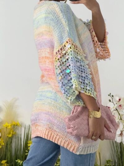 Gilet manches courtes gros sequins