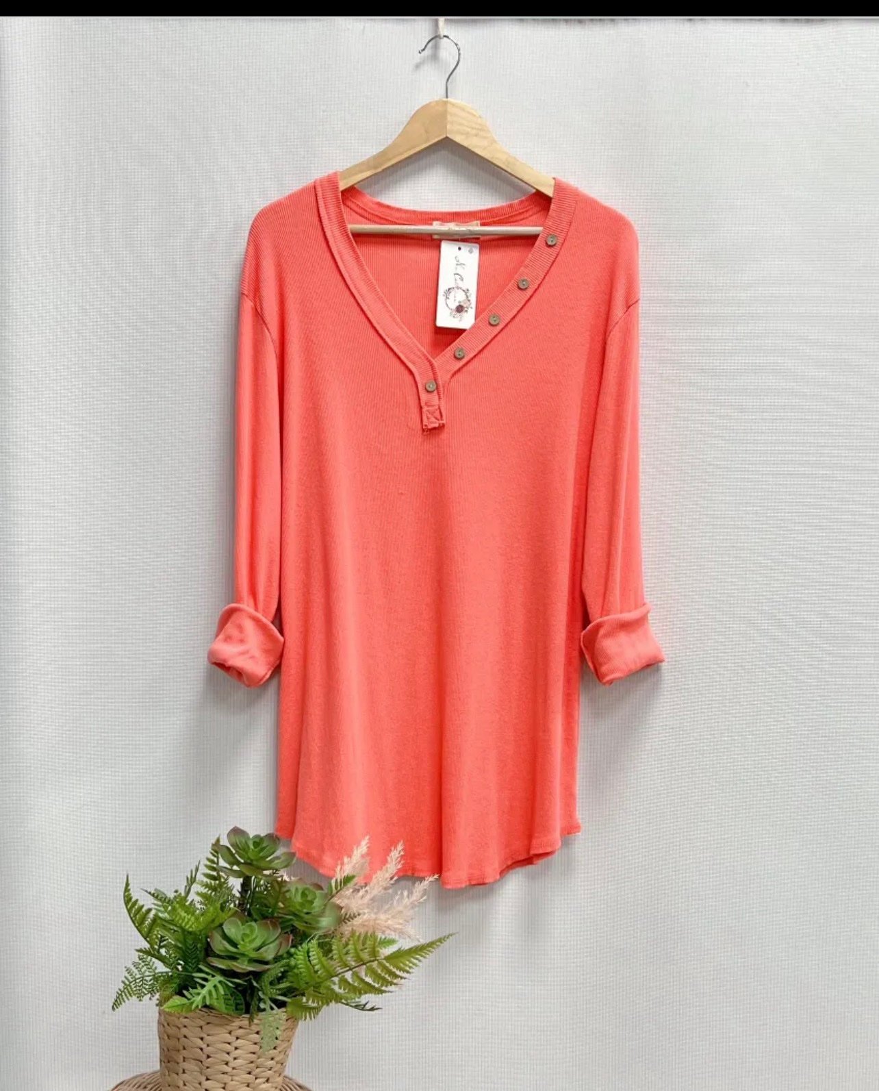 Top col V coton cotelé