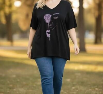 Tee-shirt visage strass