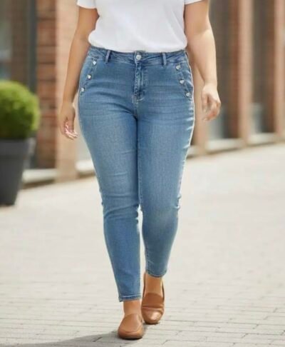 Jean slim détails cœurs