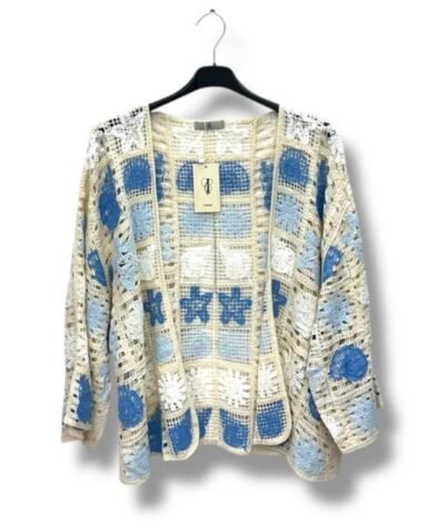 Gilet crochet motifs coquillages