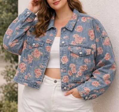 Veste en jean floral