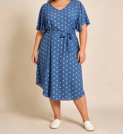 Robe a pois avec manches volantes