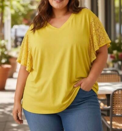Tee-shirt manches dentelle