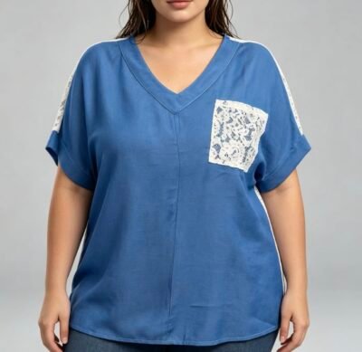 Top jean fluide et dentelle curve