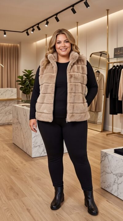 Veste sans manches en fourrure