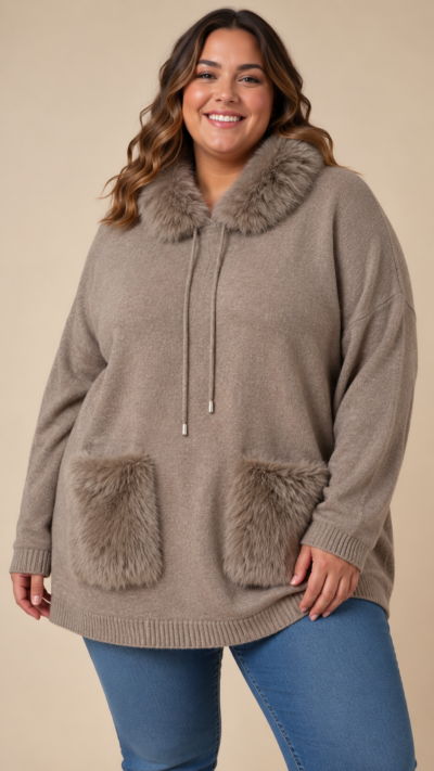 Pull "capuche fourrure"